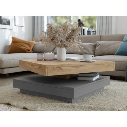 Table basse NENANI 34x70 cm gris/chêne wotan