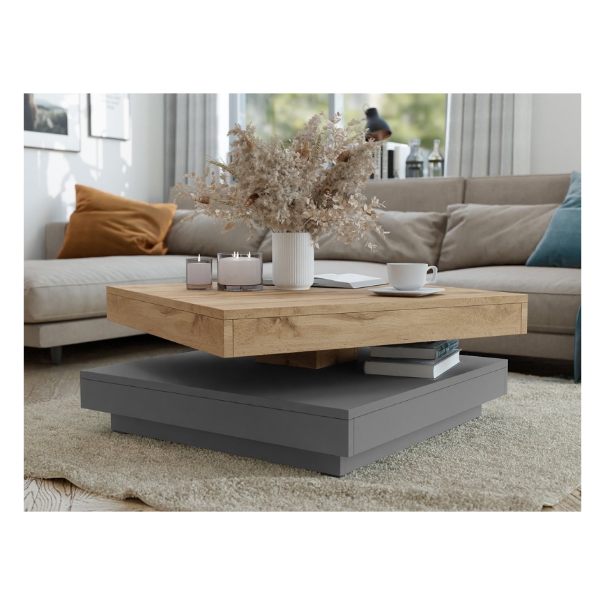 Table basse NENANI 34x70 cm gris/chêne wotan