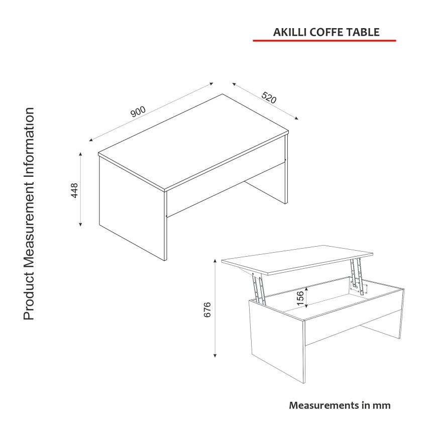 Table basse pliable AKILLI 44,8x90 cm blanche