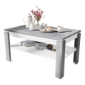 Table basse pliable avec couvercle relevable avec étagère ADEN gris/blanc