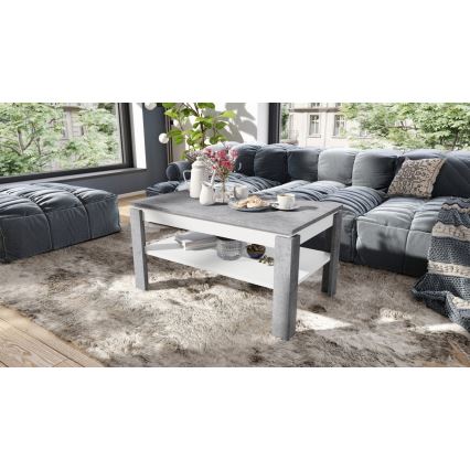 Table basse pliable avec couvercle relevable avec étagère ADEN gris/blanc