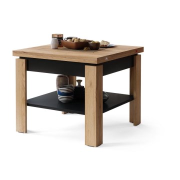 Table basse pliable avec étagère LIA chêne/noir