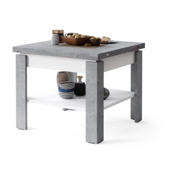 Table basse pliable avec étagère LIA gris/blanc