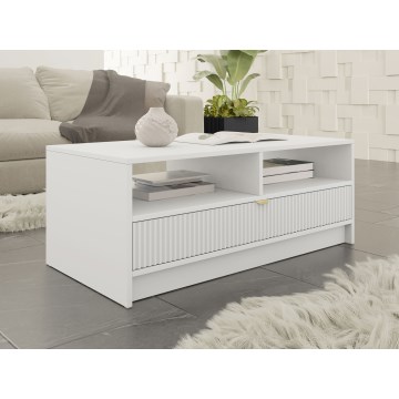 Table basse TIRENO 40 x 100 cm, blanche