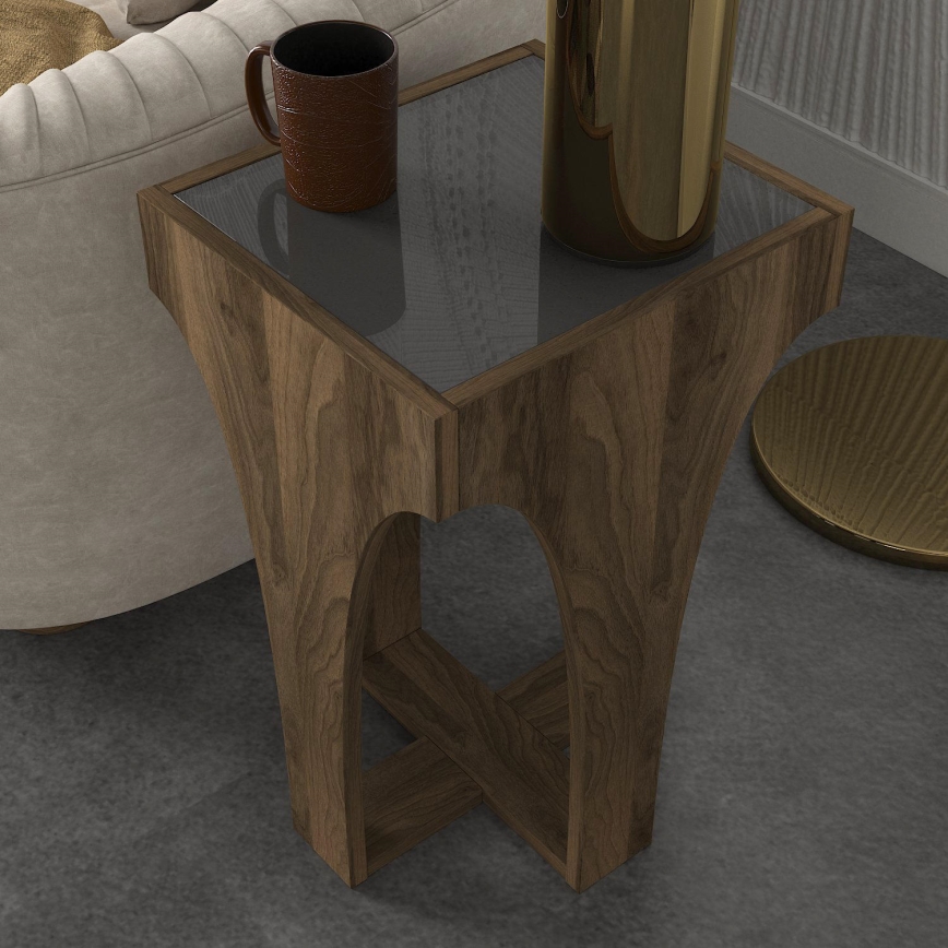 Table d'appoint LITUS 58x37 cm marron