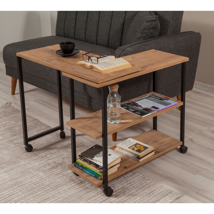 Table d'appoint MELIN 63x70 marron/noire