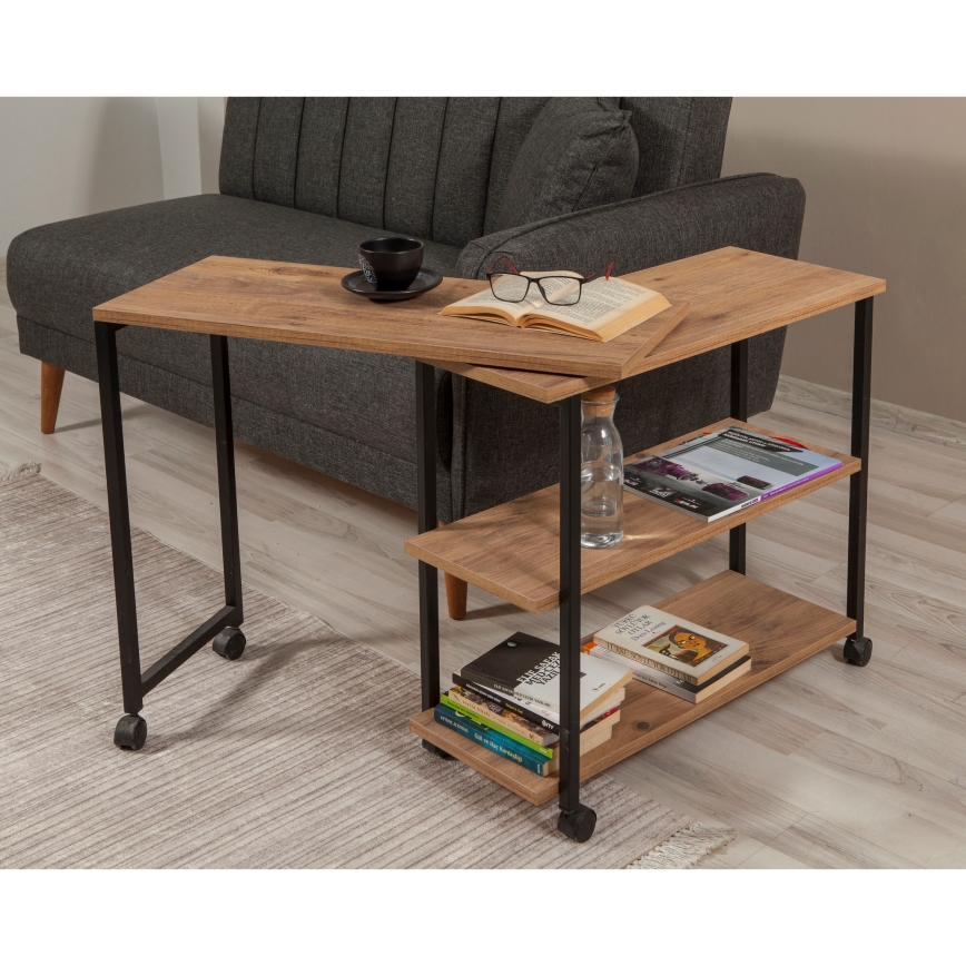 Table d'appoint MELIN 63x70 marron/noire