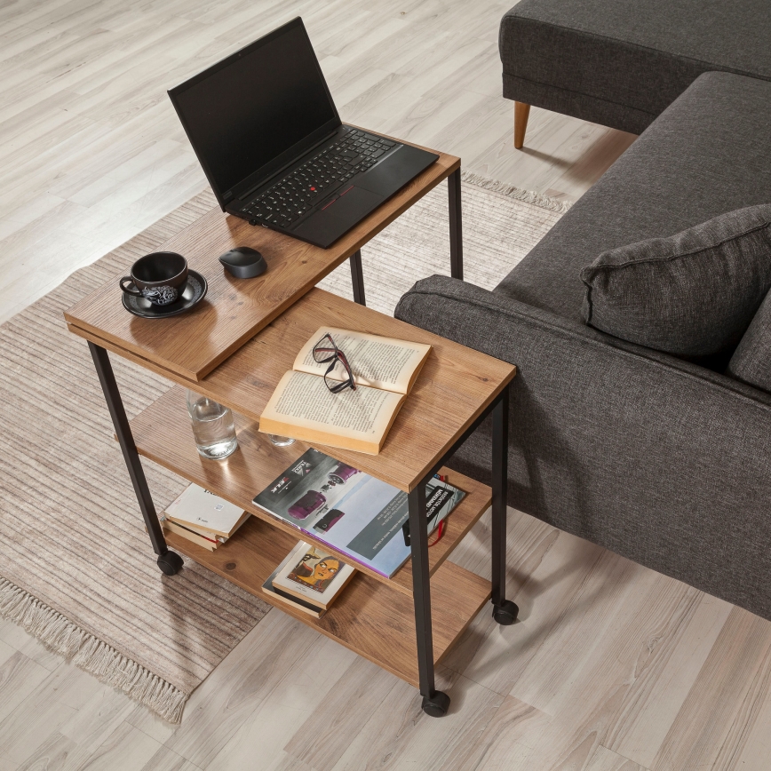 Table d'appoint MELIN 63x70 marron/noire