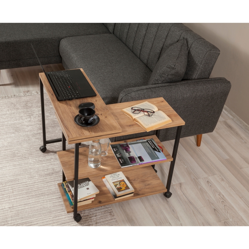 Table d'appoint MELIN 63x70 marron/noire