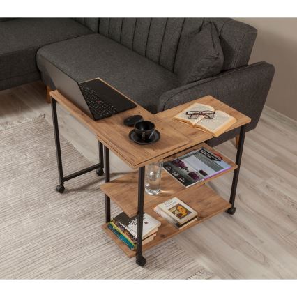 Table d'appoint MELIN 63x70 marron/noire