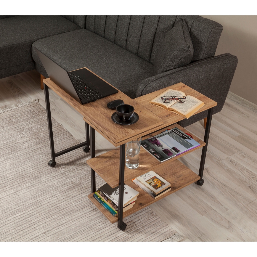 Table d'appoint MELIN 63x70 marron/noire
