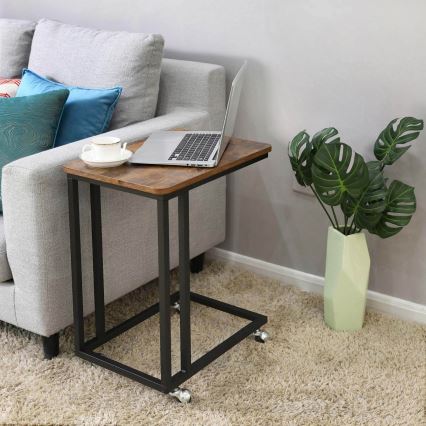Table d'appoint mobile ELDUR, marron/noir