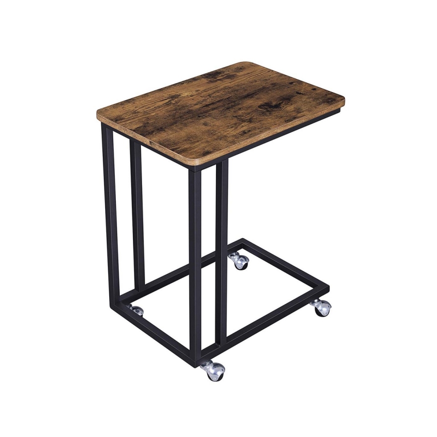 Table d'appoint mobile ELDUR, marron/noir