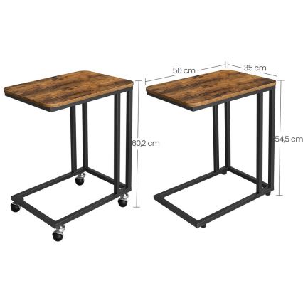 Table d'appoint mobile ELDUR, marron/noir