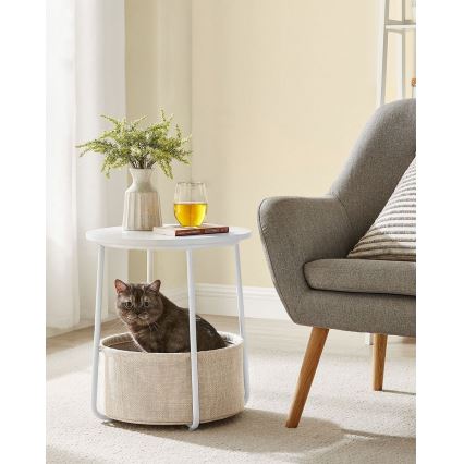 Table d'appoint NOIRA blanche/marron clair