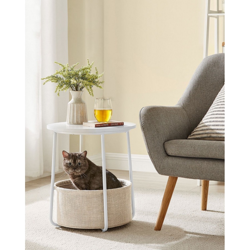Table d'appoint NOIRA blanche/marron clair