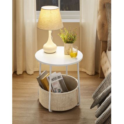 Table d'appoint NOIRA blanche/marron clair