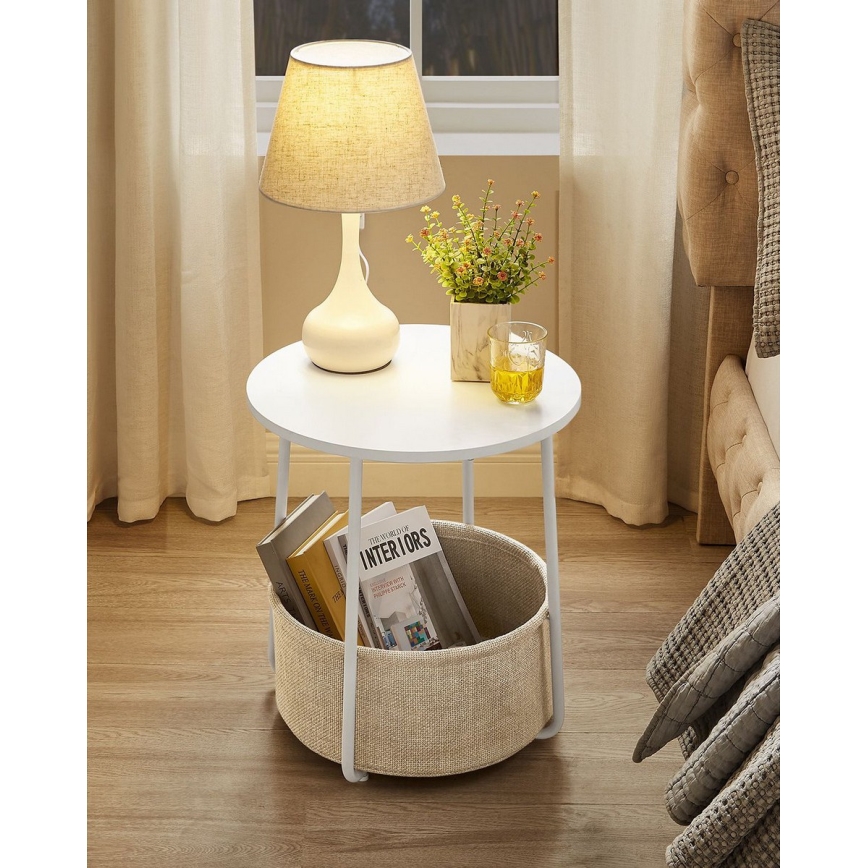 Table d'appoint NOIRA blanche/marron clair