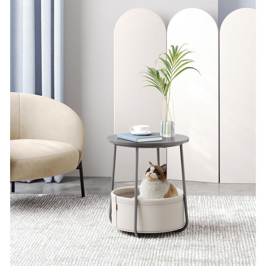 Table d'appoint NOIRA grise/blanche