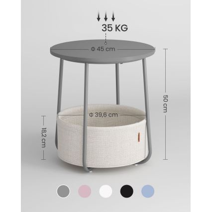 Table d'appoint NOIRA grise/blanche