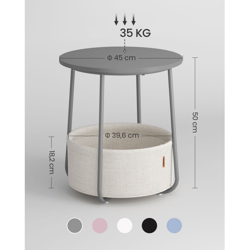 Table d'appoint NOIRA grise/blanche