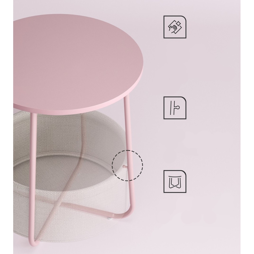 Table d'appoint NOIRA rose/blanc
