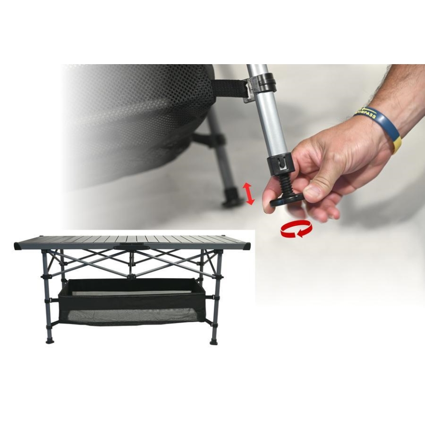Table de camping pliable 123x55cm anthracite