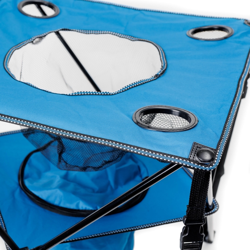 Table de camping pliable + 2x chaise bleu