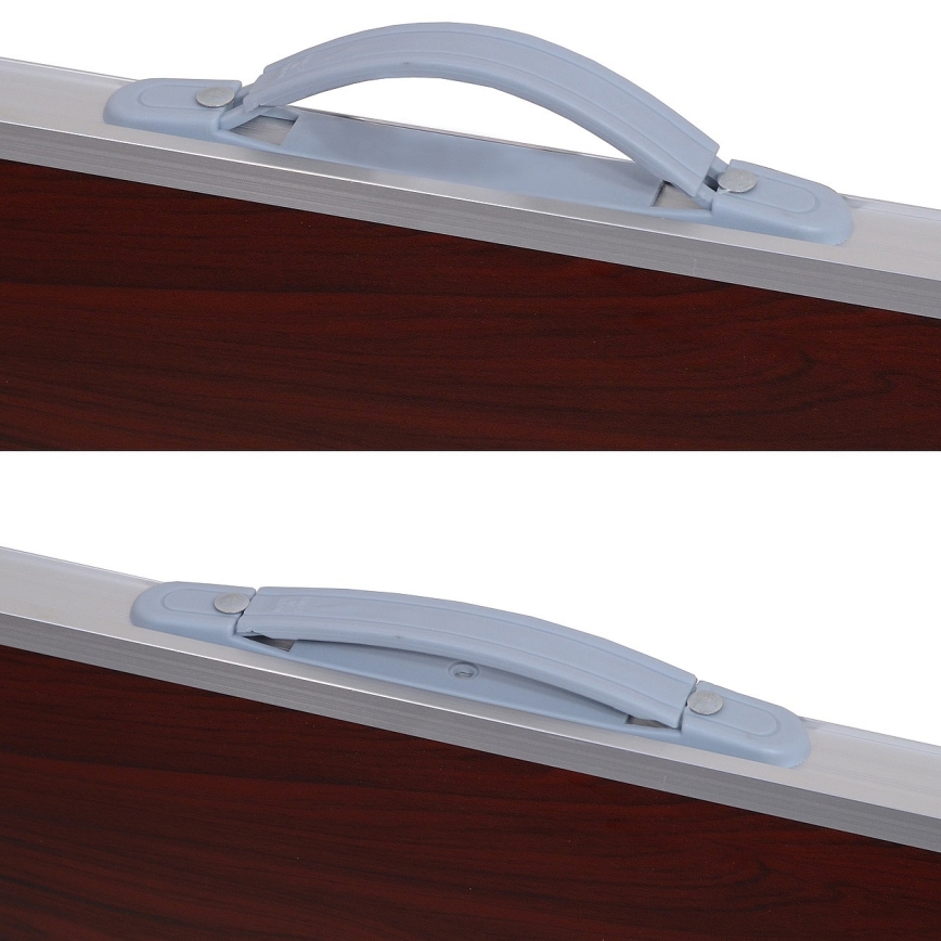 Table de camping pliable marron/chrome mat