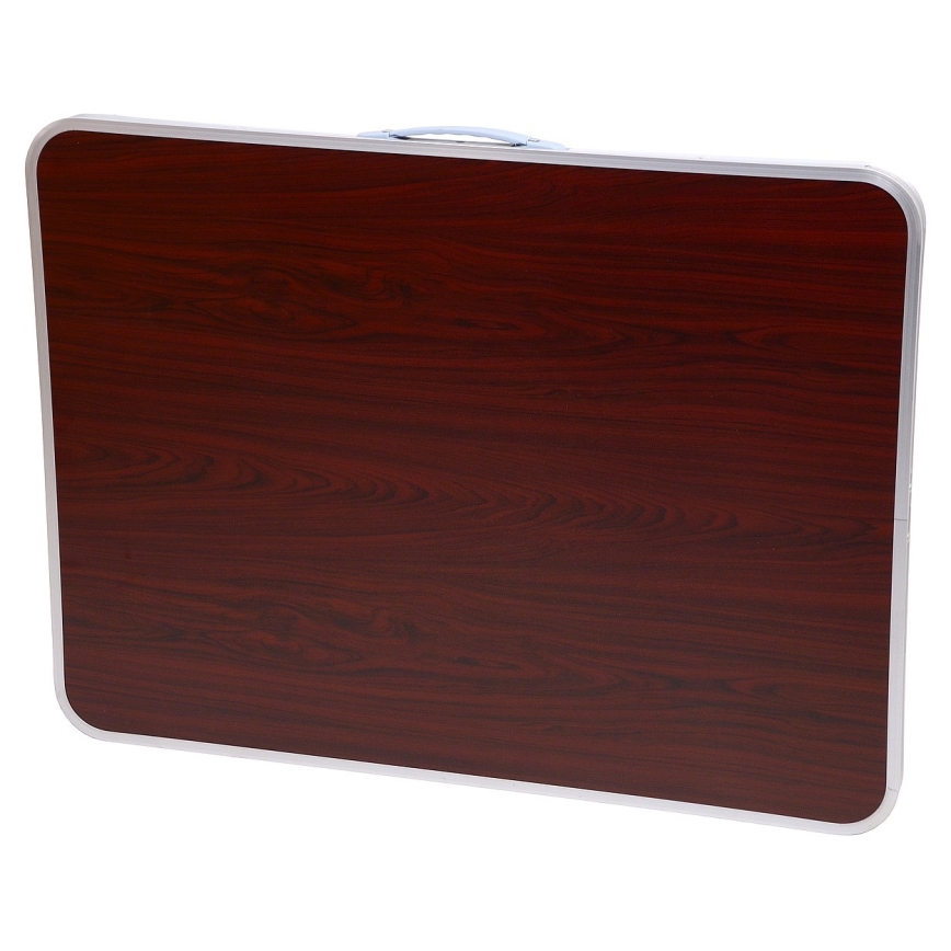 Table de camping pliable marron/chrome mat