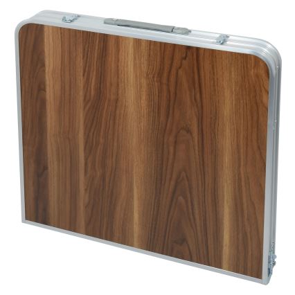 Table de camping pliable marron/chrome mat