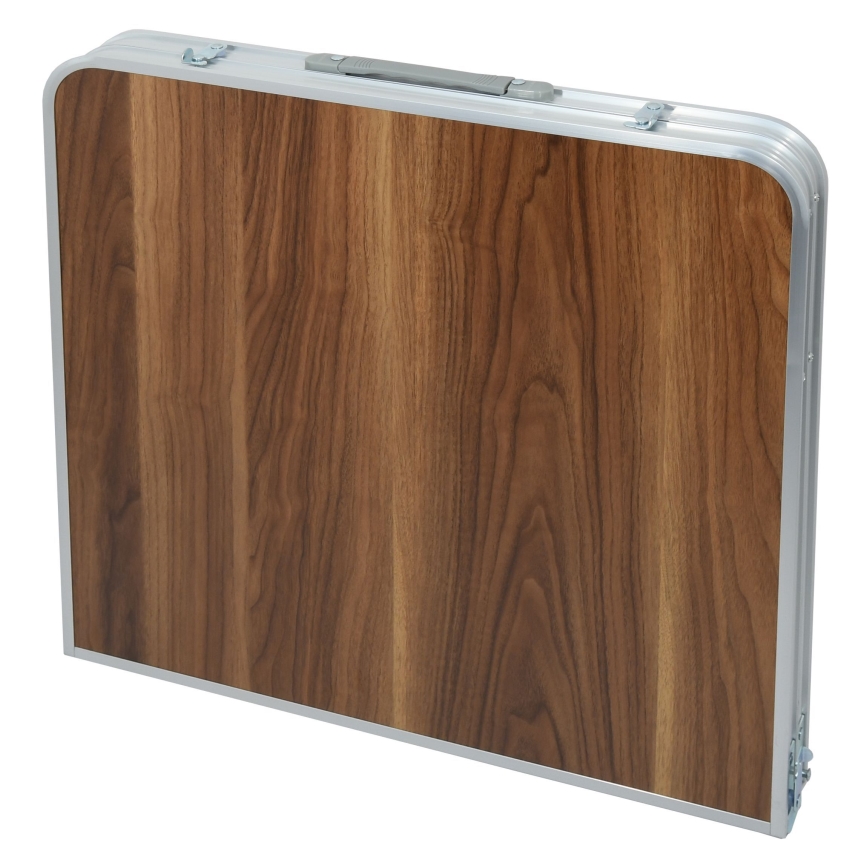 Table de camping pliable marron/chrome mat