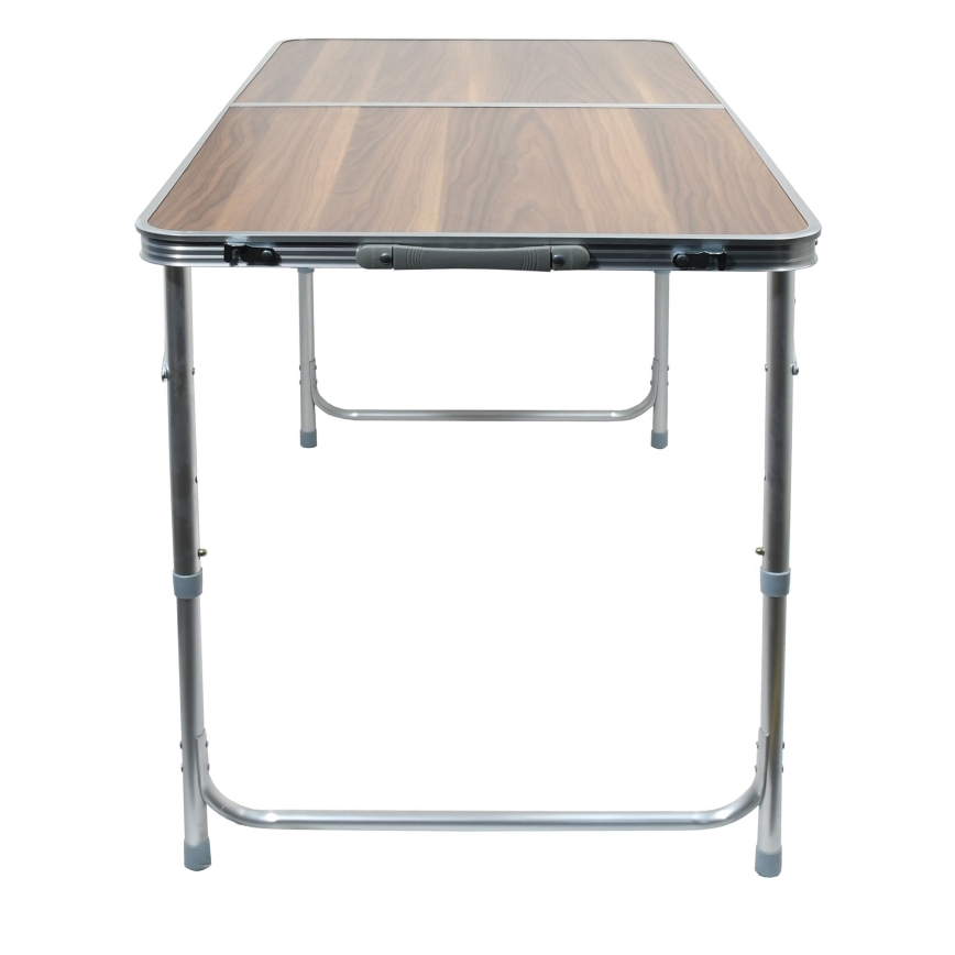Table de camping pliable marron/chrome mat