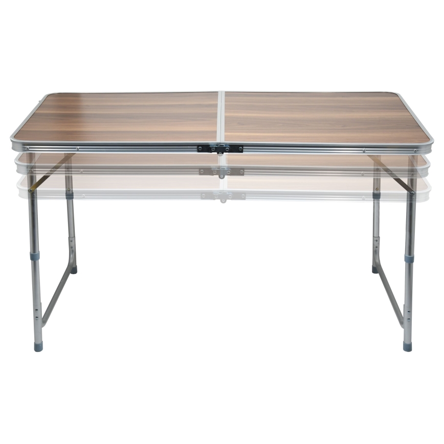 Table de camping pliable marron/chrome mat