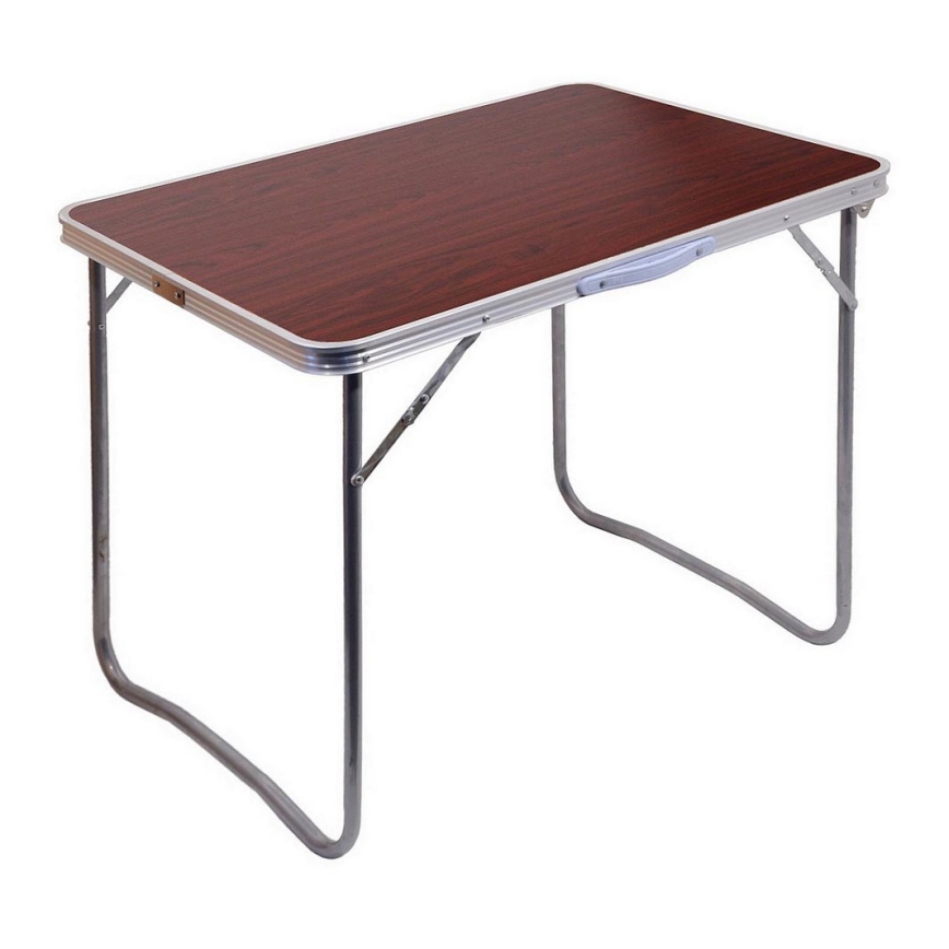 Table de camping pliable marron/chrome mat