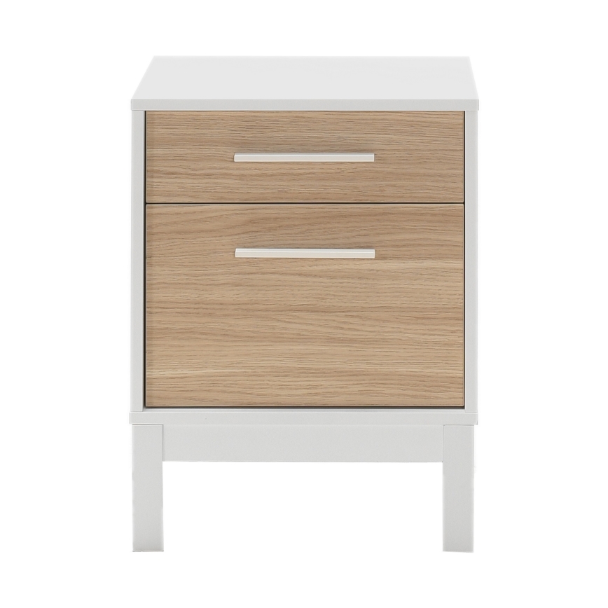 Table de chevet 60x45 cm blanc/marron