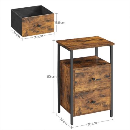 Table de chevet ARIN marron/noir
