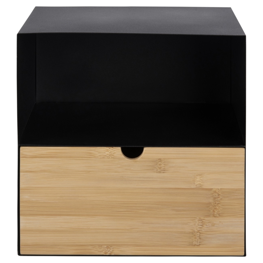 Table de chevet avec option de fixation murale BEKIM noir/bambou
