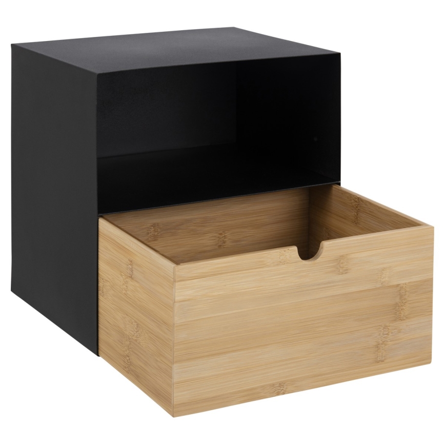 Table de chevet avec option de fixation murale BEKIM noir/bambou