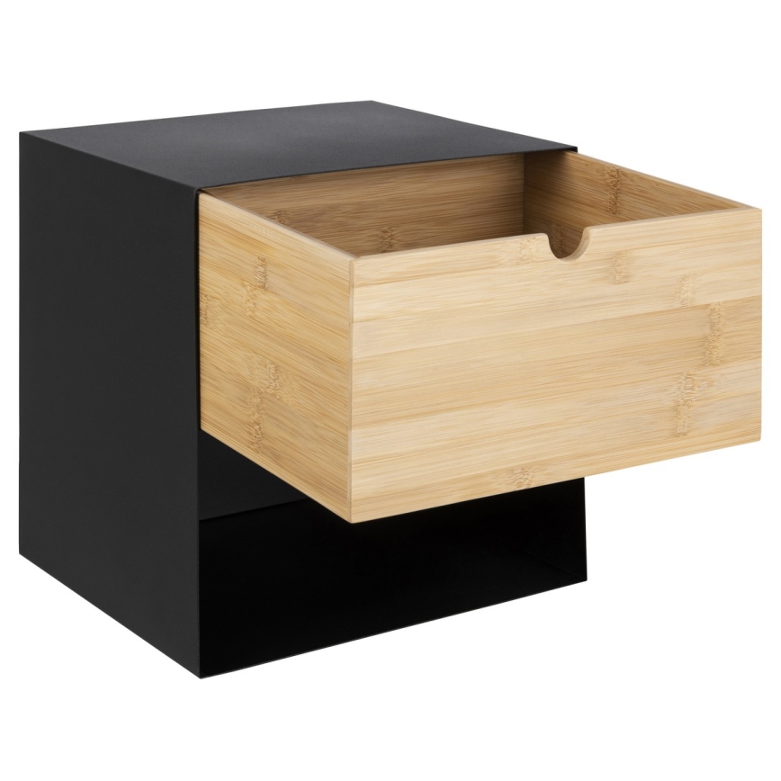 Table de chevet avec option de fixation murale BEKIM noir/bambou