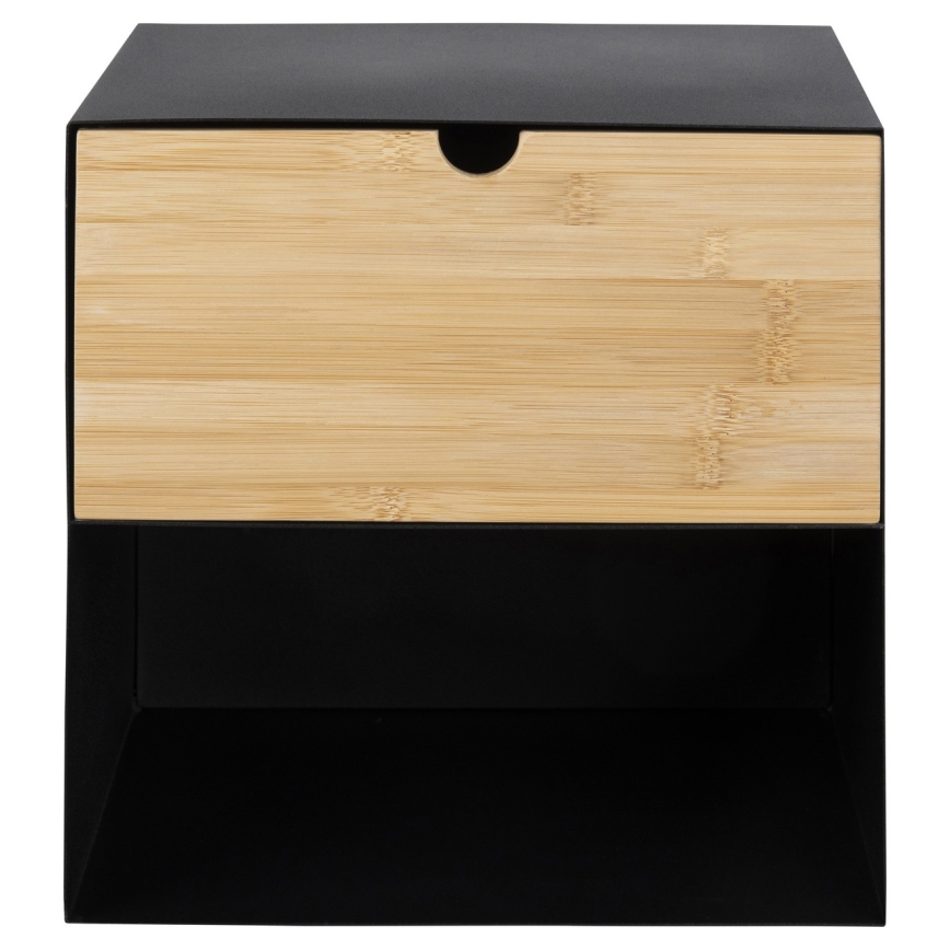 Table de chevet avec option de fixation murale BEKIM noir/bambou