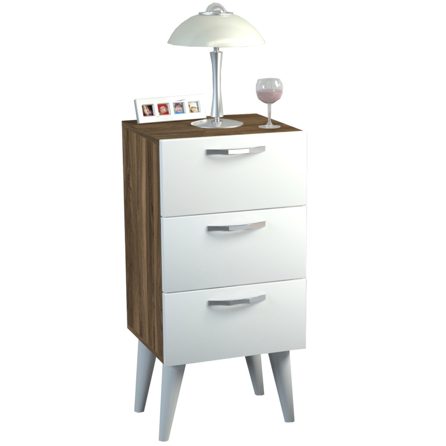 Table de chevet BELLINI 80x40 cm marron/blanche