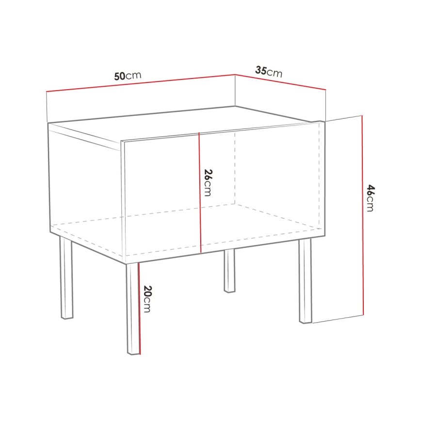 Table de chevet EXITO 46x50 cm blanc/doré
