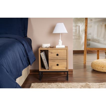 Table de chevet GLIMMER 50x45,2 cm pin atlantic/noir