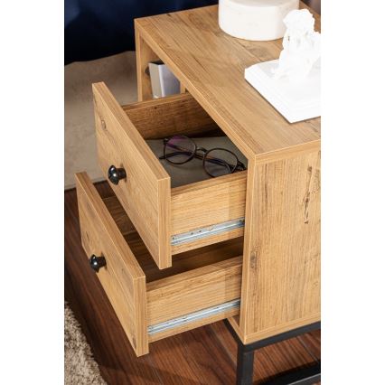 Table de chevet GLIMMER 50x45,2 cm pin atlantic/noir