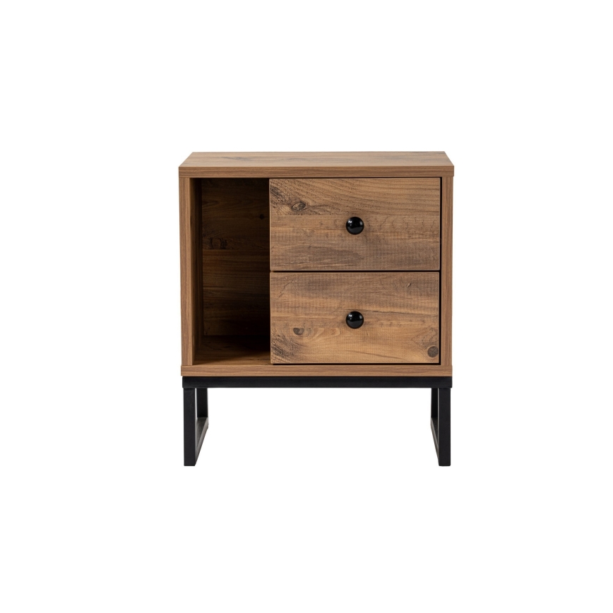 Table de chevet GLIMMER 50x45,2 cm pin atlantic/noir