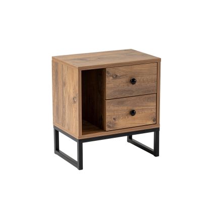 Table de chevet GLIMMER 50x45,2 cm pin atlantic/noir