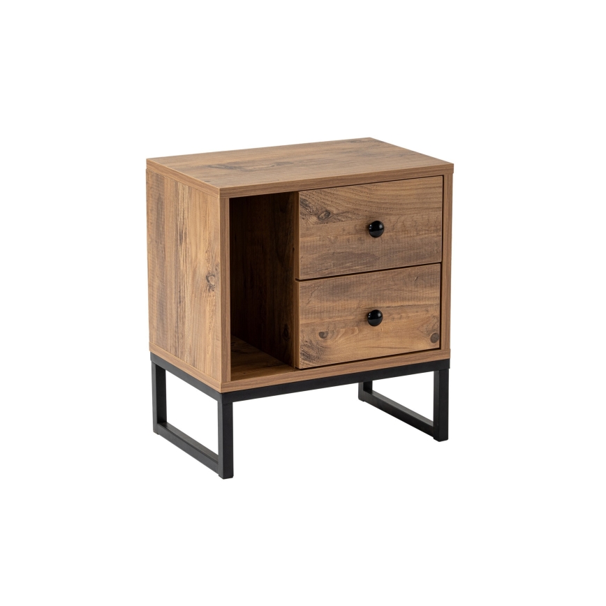 Table de chevet GLIMMER 50x45,2 cm pin atlantic/noir