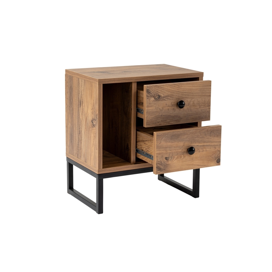 Table de chevet GLIMMER 50x45,2 cm pin atlantic/noir