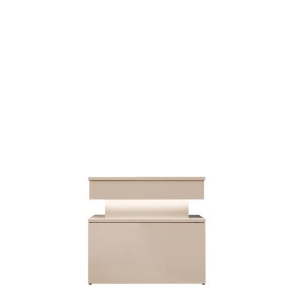 Table de chevet GLOSSA 51 x 55 cm beige avec éclairage LED